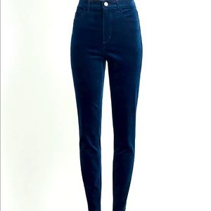 Loft Blue Velvet high waist skinny pant.